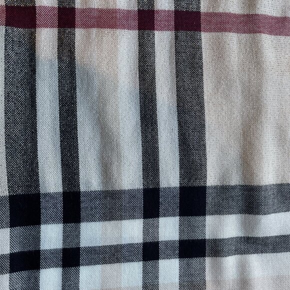 Cashmink Oversized Plaid Scarf 22X76" Beige Bayberry Fringe Quiet Luxury Germany - Picture 4 of 7